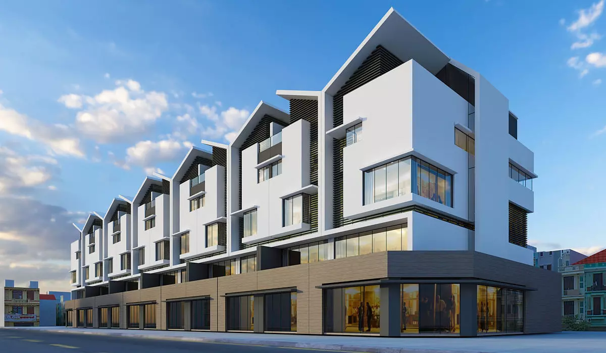 Terraced houses design 3D model