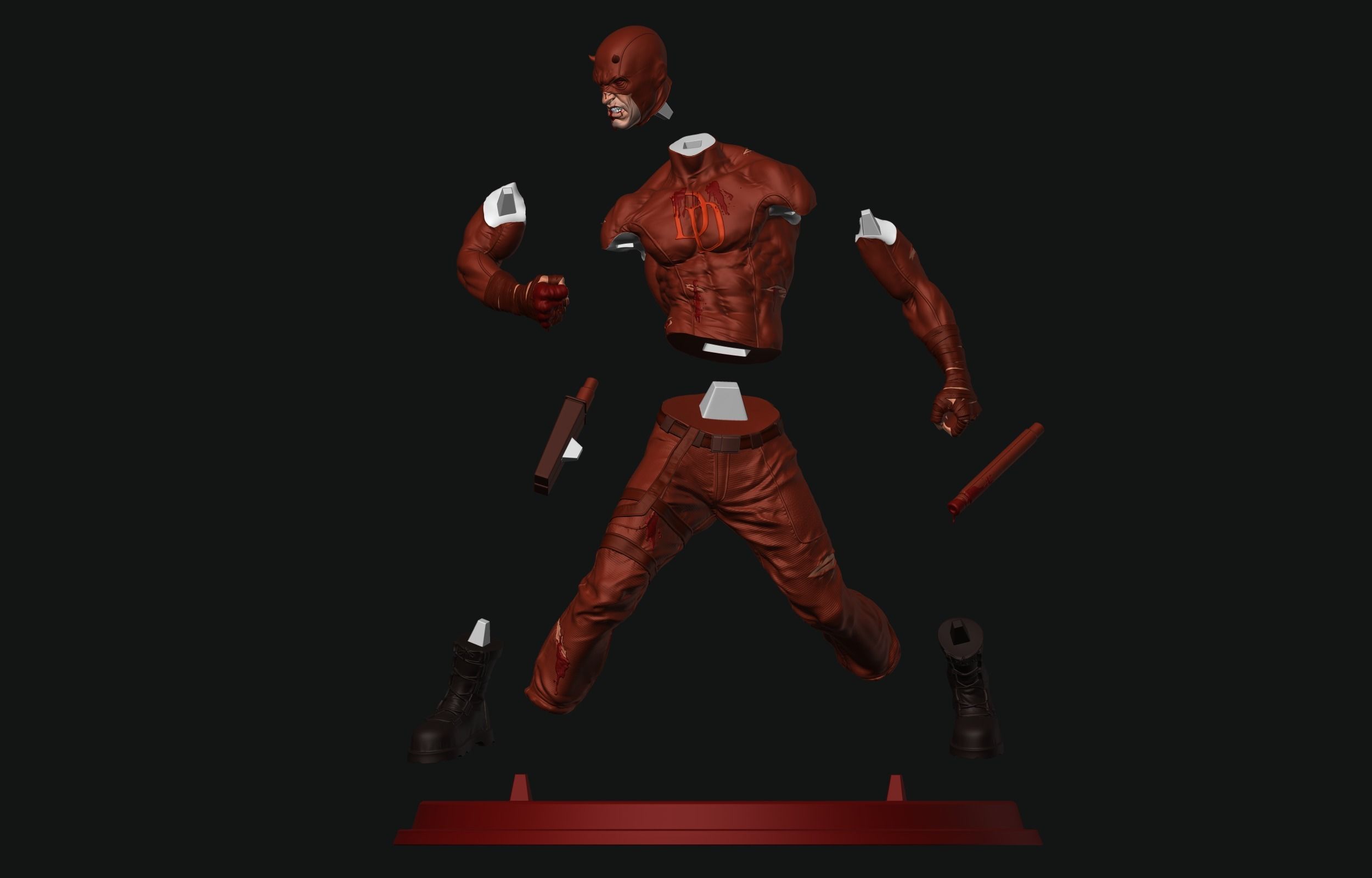 Daredevil statue 3D print model_26