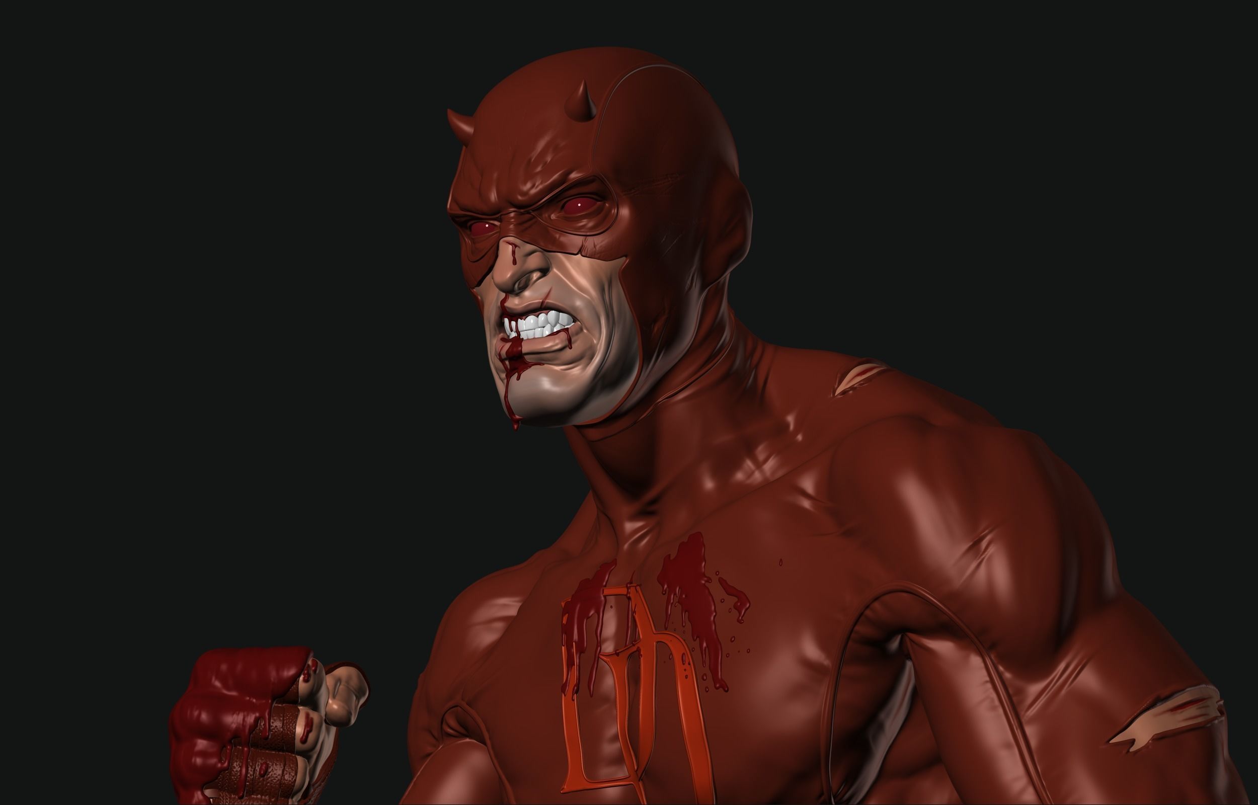 Daredevil statue 3D print model_21
