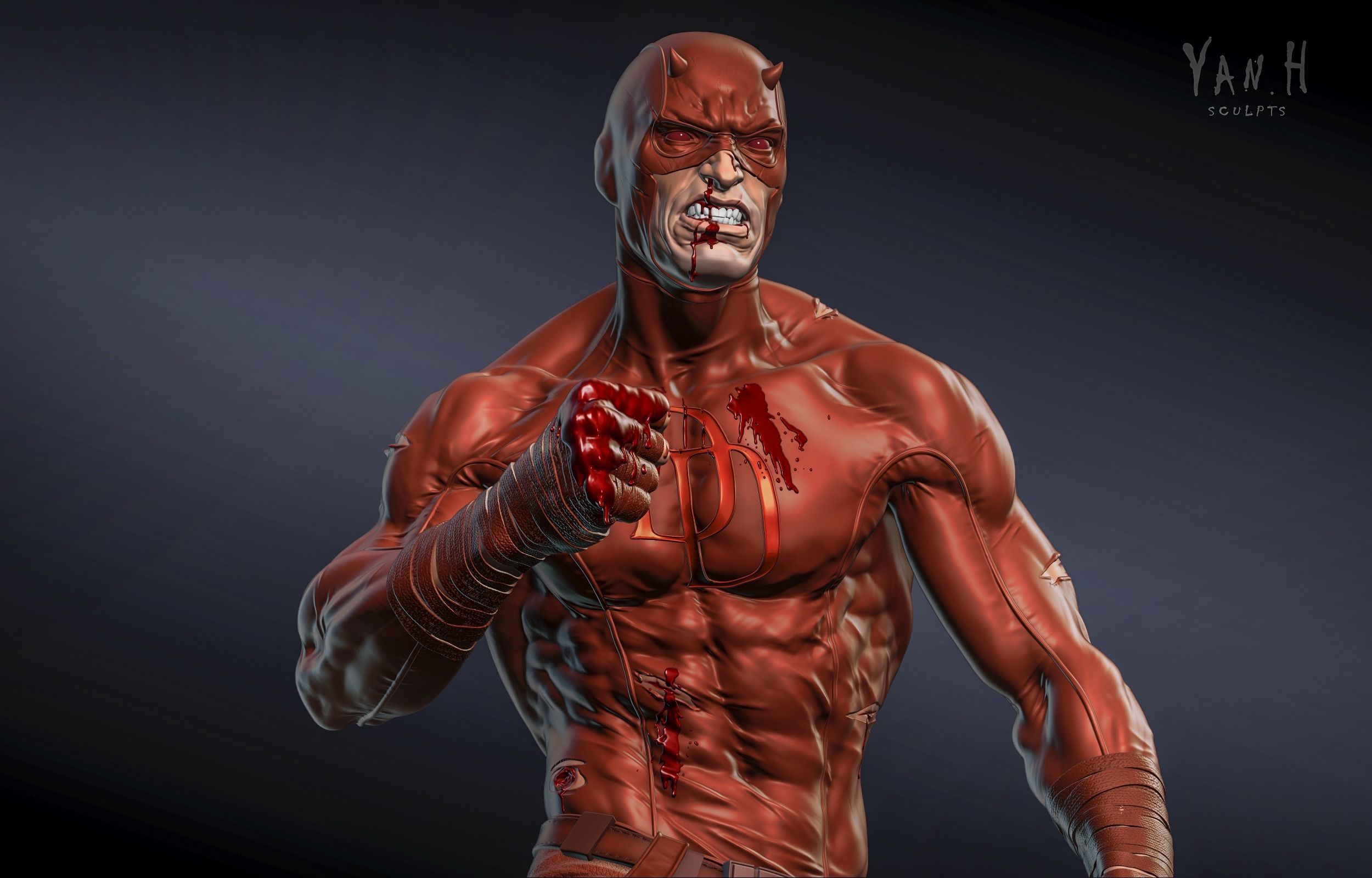 Daredevil statue 3D print model_1
