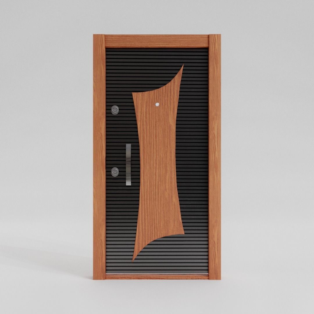 Wooden Entrance Door 3D model_2