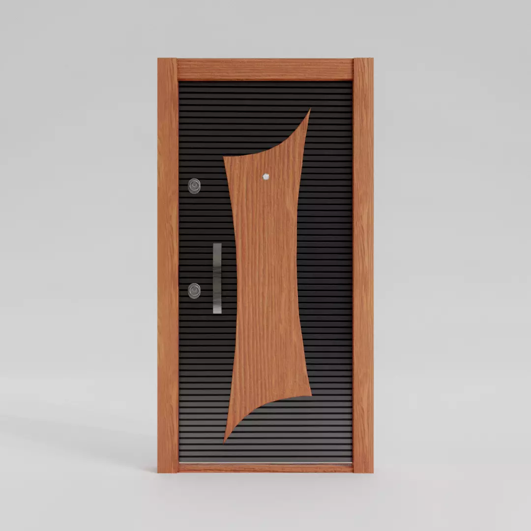 Wooden Entrance Door 3D model_0