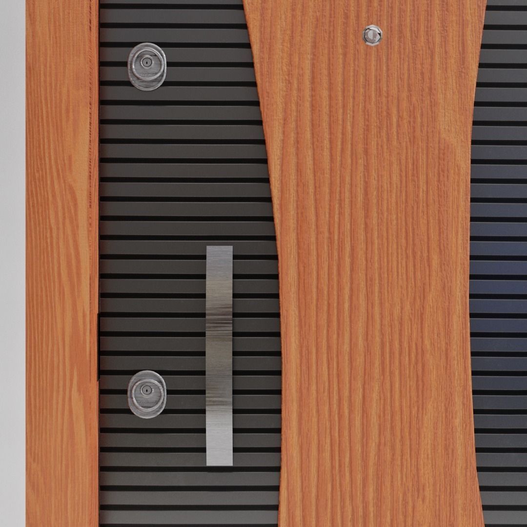 Wooden Entrance Door 3D model_4