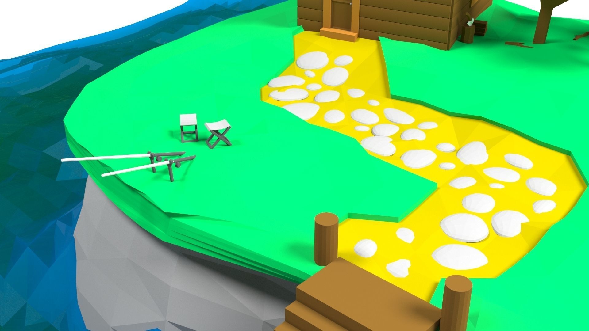3d model of the island Low-poly 3D model_4