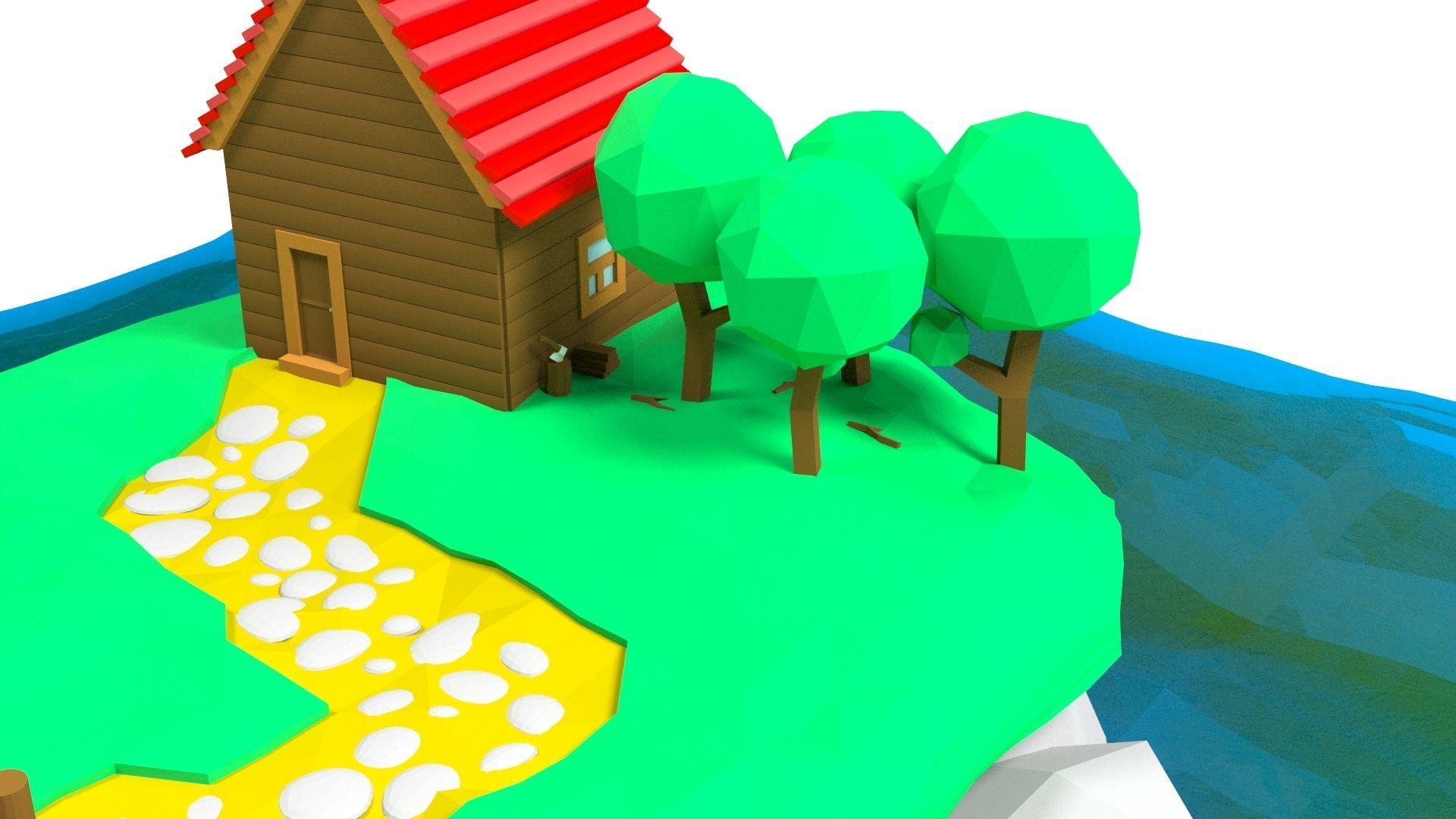 3d model of the island Low-poly 3D model_5