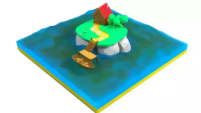 3d model of the island Low-poly 3D model