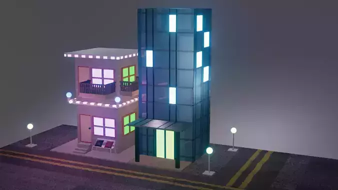 city at night 3D print model
