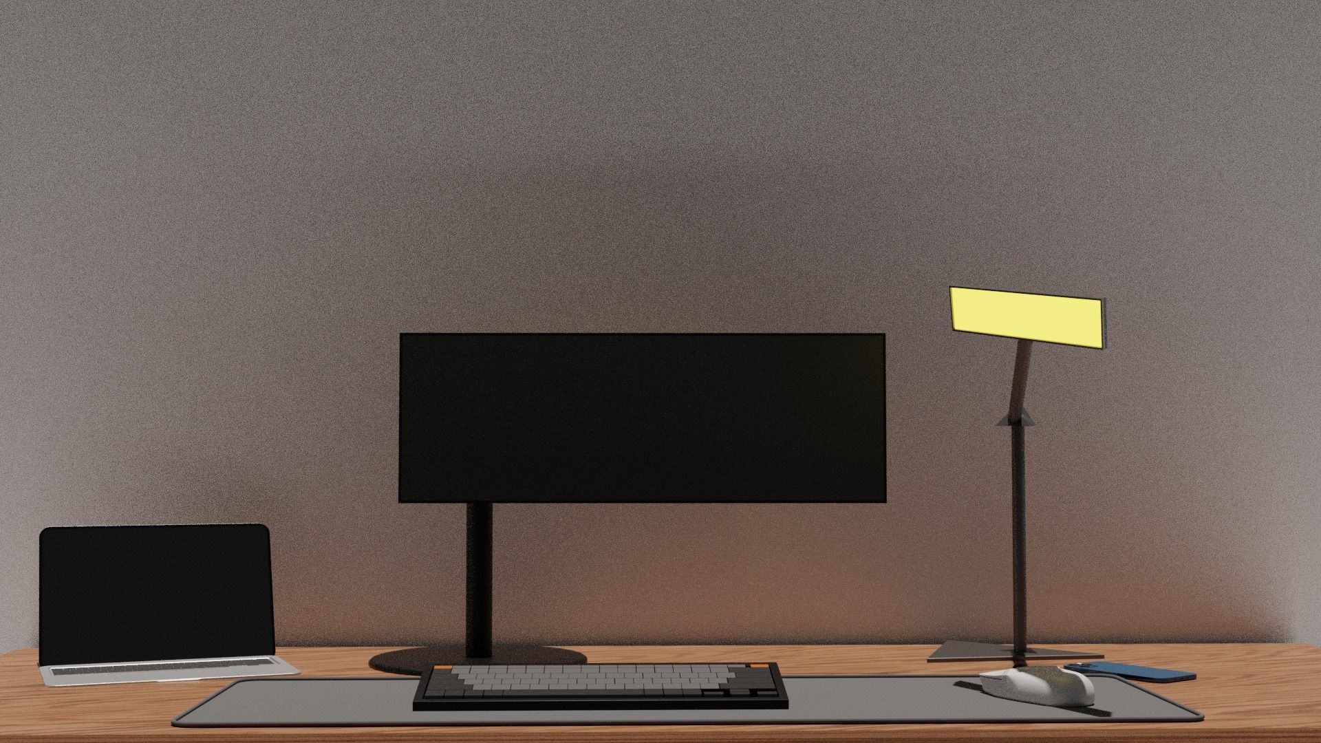 Modern Work Setup Low-poly 3D model_1