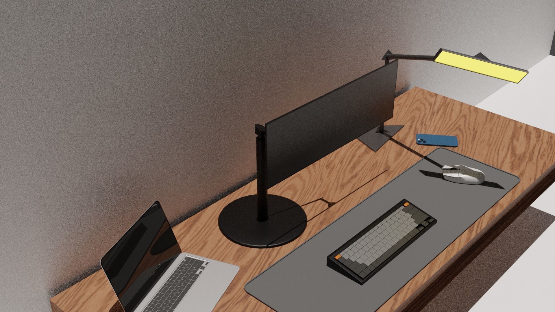 Modern Work Setup Low-poly 3D model_2