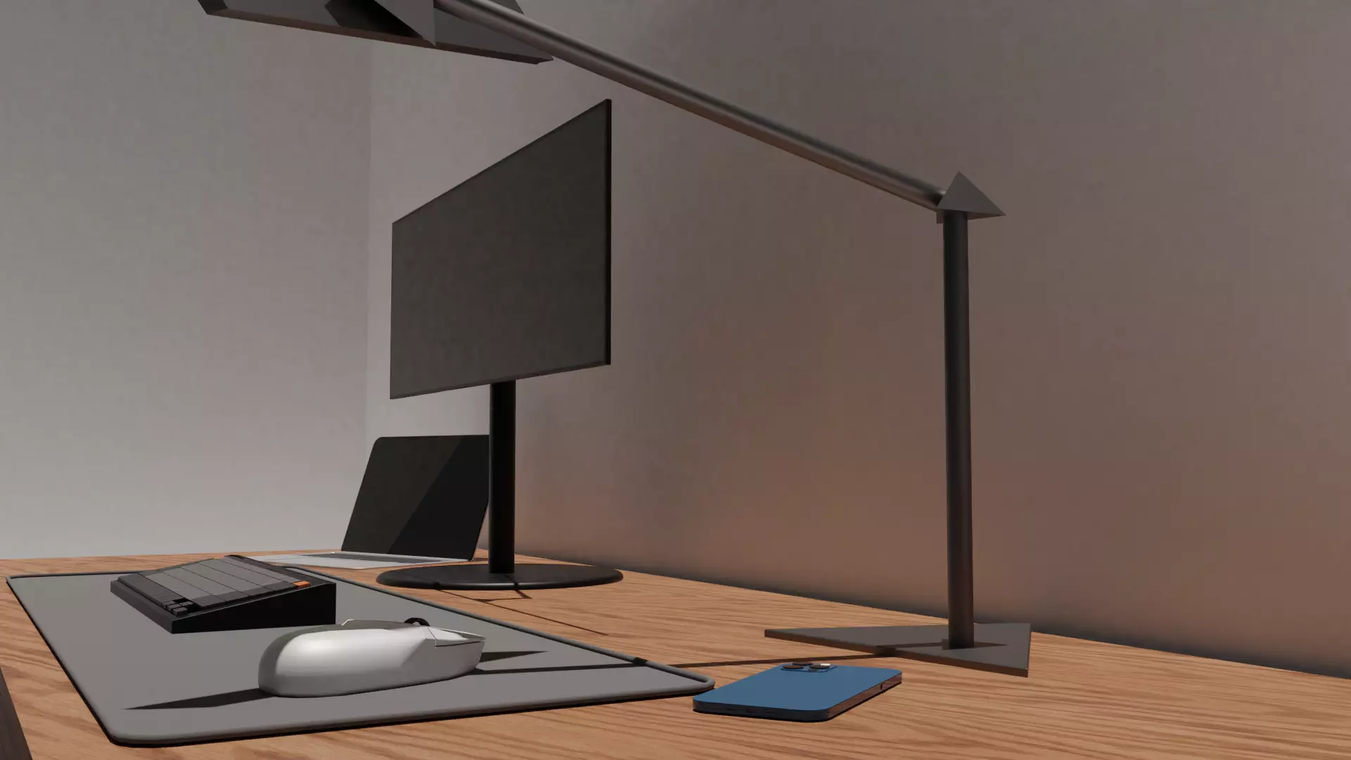 Modern Work Setup Low-poly 3D model_0