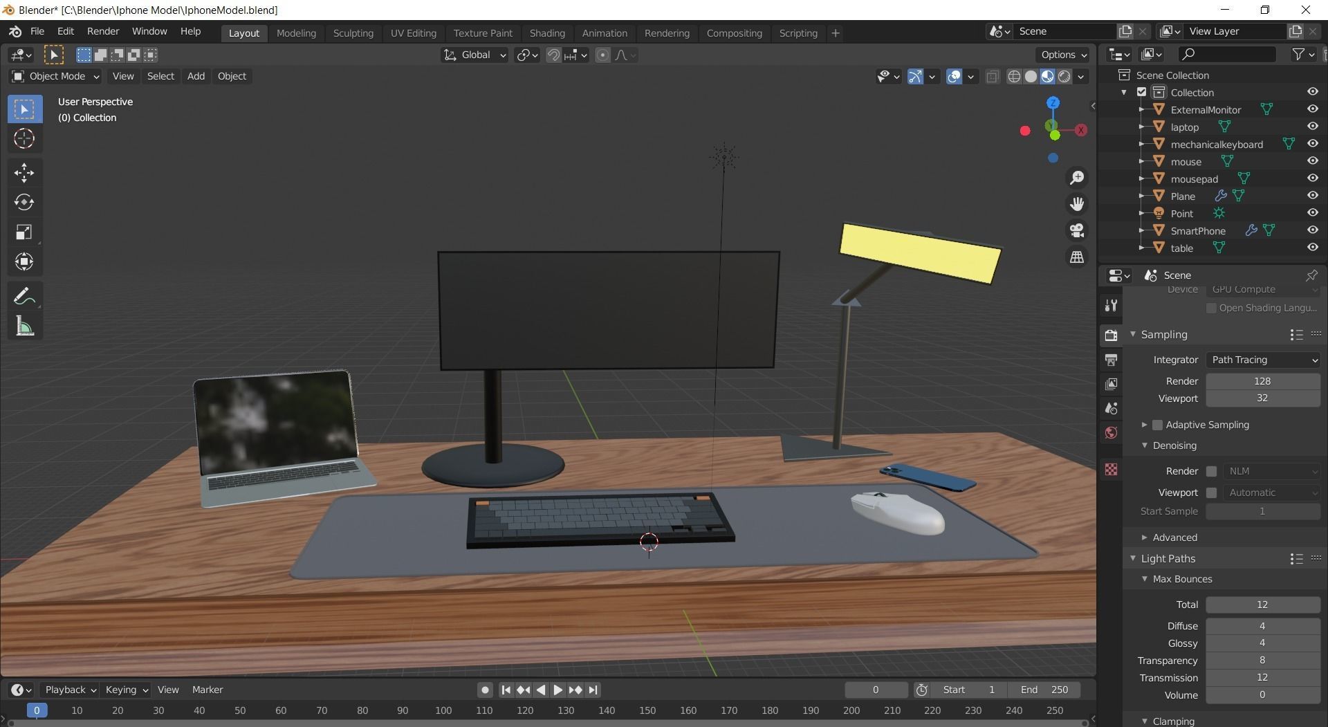 Modern Work Setup Low-poly 3D model_3