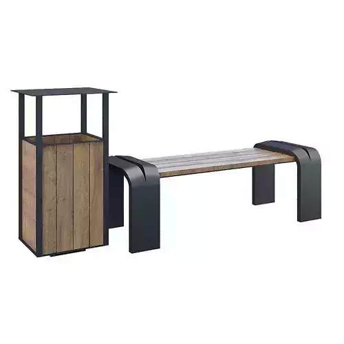 bench and urn Low-poly 3D model