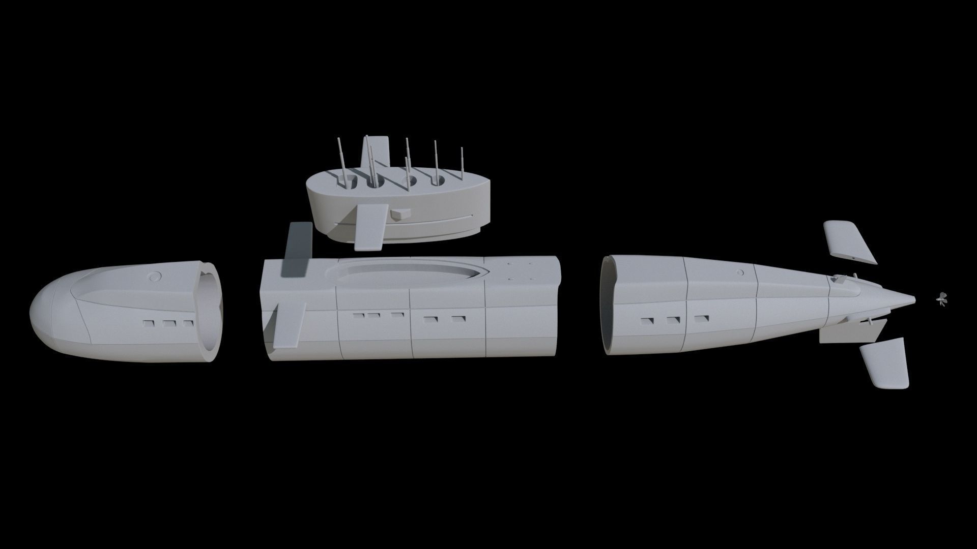 Submarine 3D model 3D print model_3