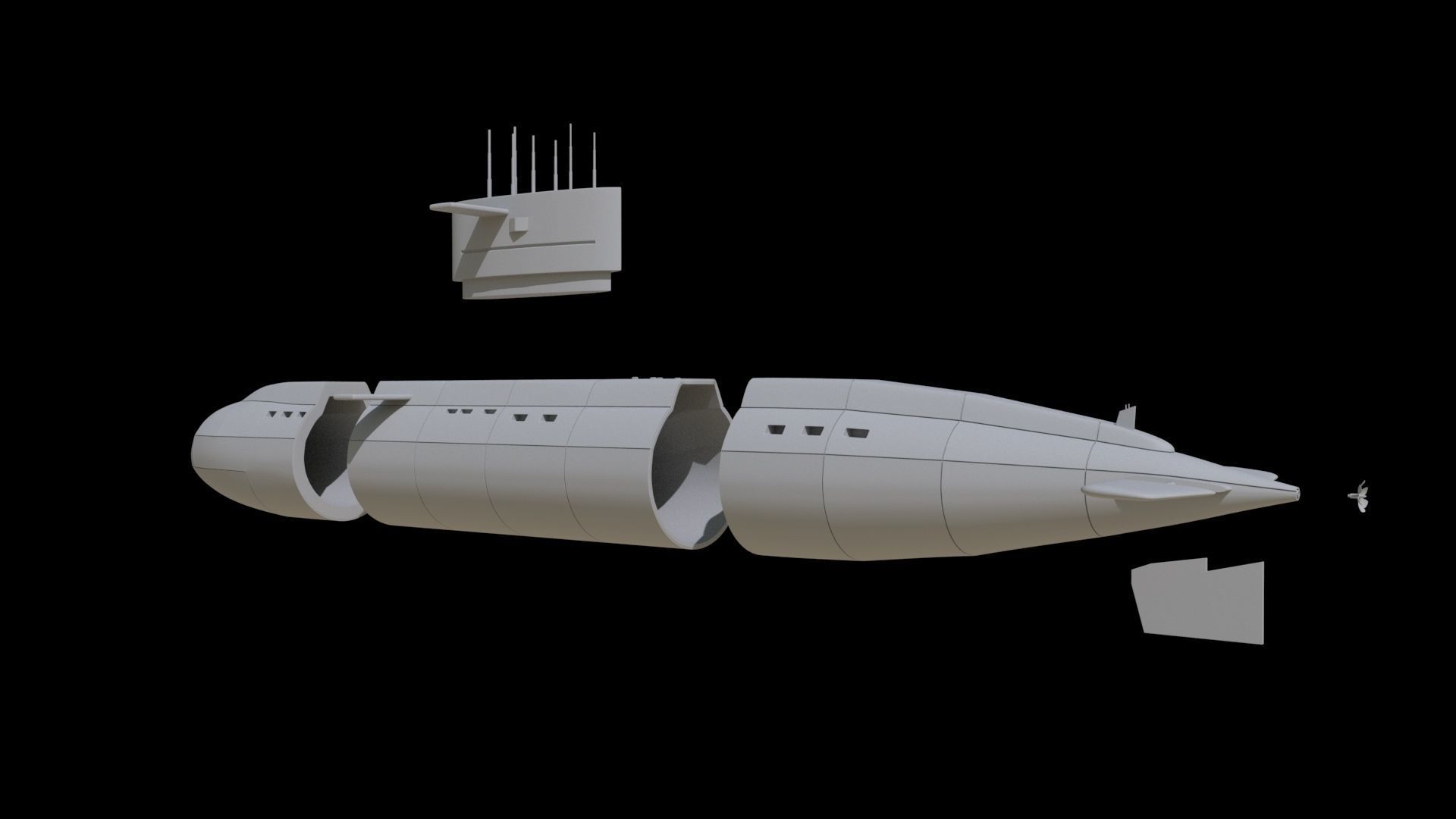 Submarine 3D model 3D print model_2