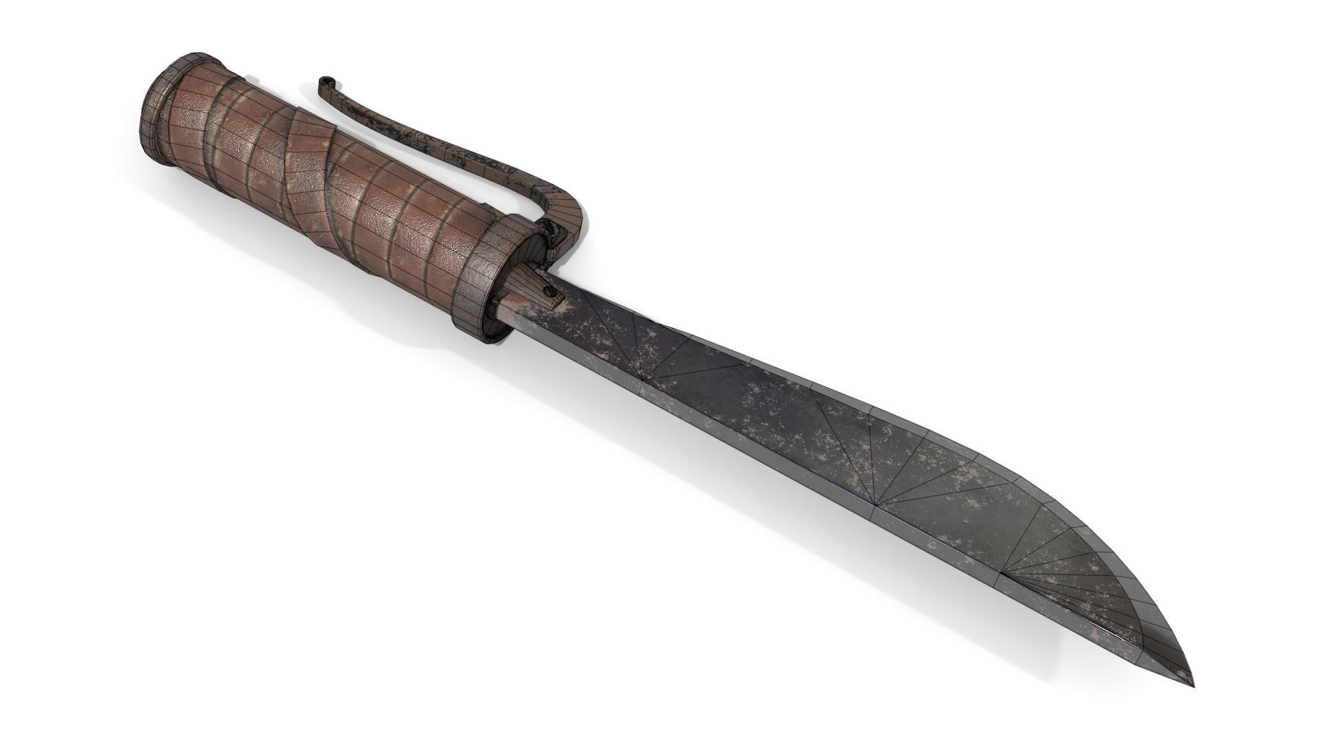 Homemade Hunting Knife Low-poly 3D model_11