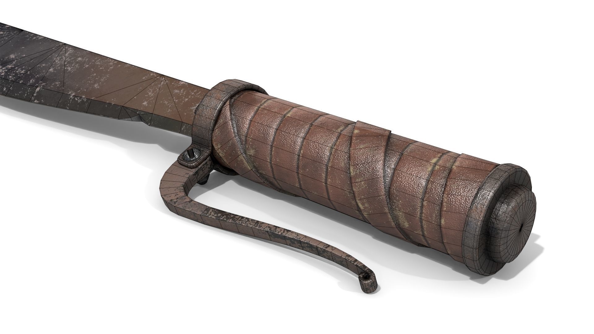 Homemade Hunting Knife Low-poly 3D model_19