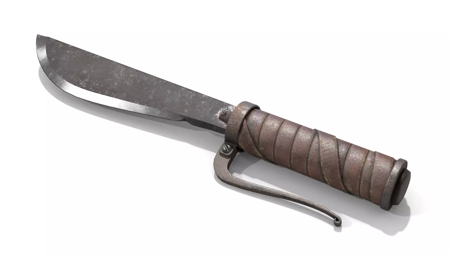 Homemade Hunting Knife Low-poly 3D model_0