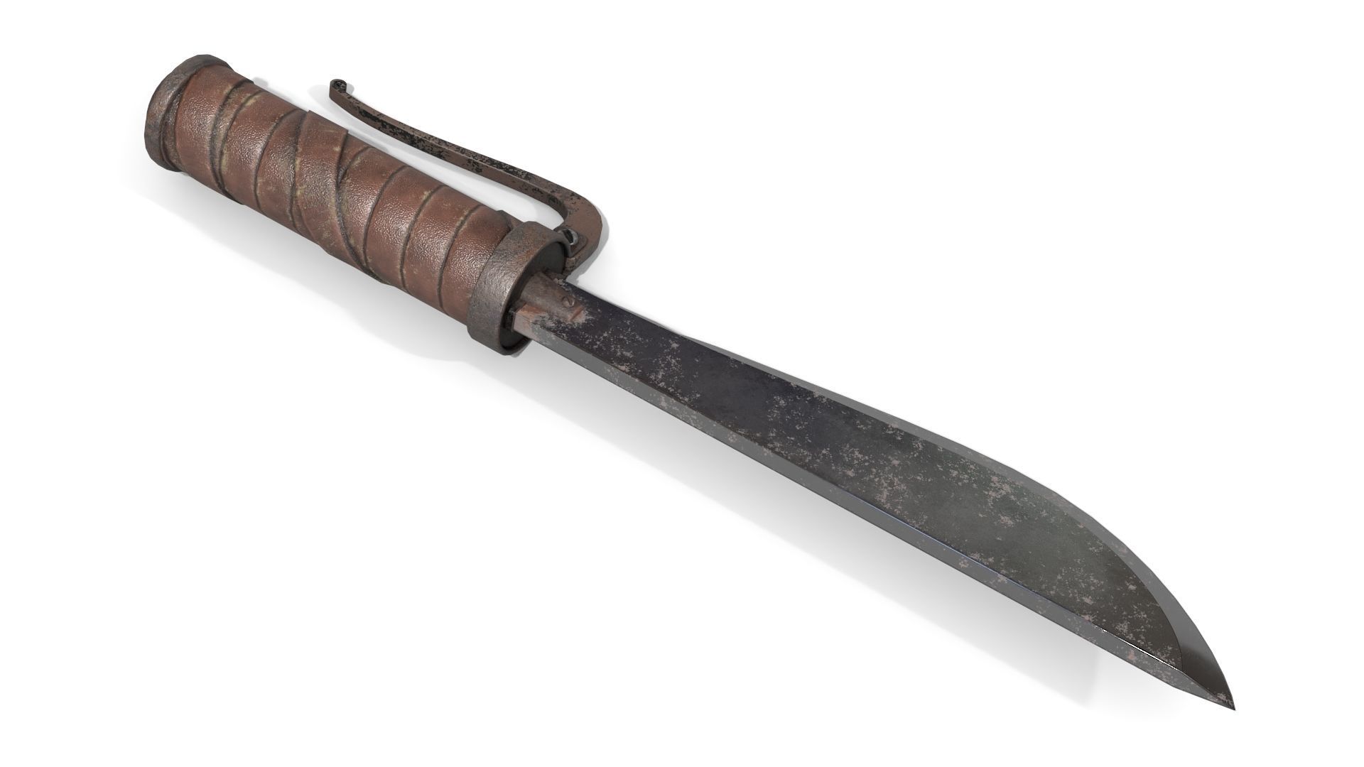 Homemade Hunting Knife Low-poly 3D model_1