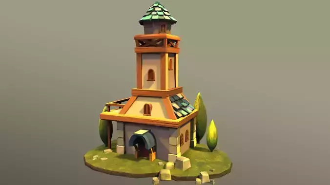 Town Hall Low-poly 3D model