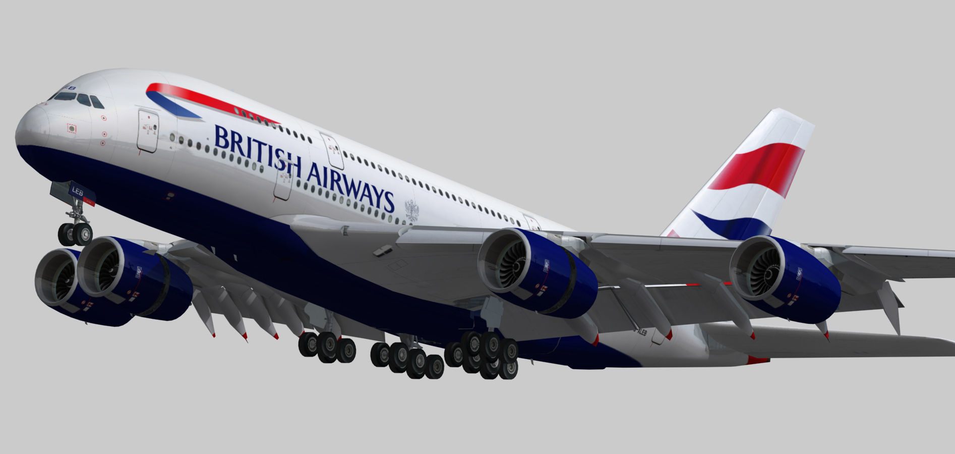 Airbus 380-8 British Airways livery Low-poly 3D model_9