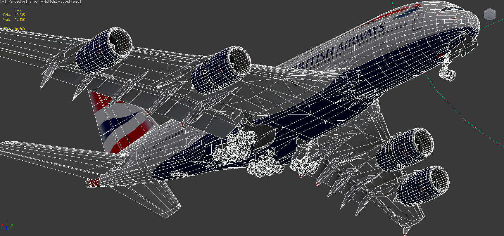 Airbus 380-8 British Airways livery Low-poly 3D model_13