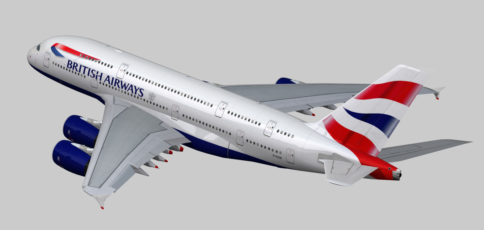Airbus 380-8 British Airways livery Low-poly 3D model_6