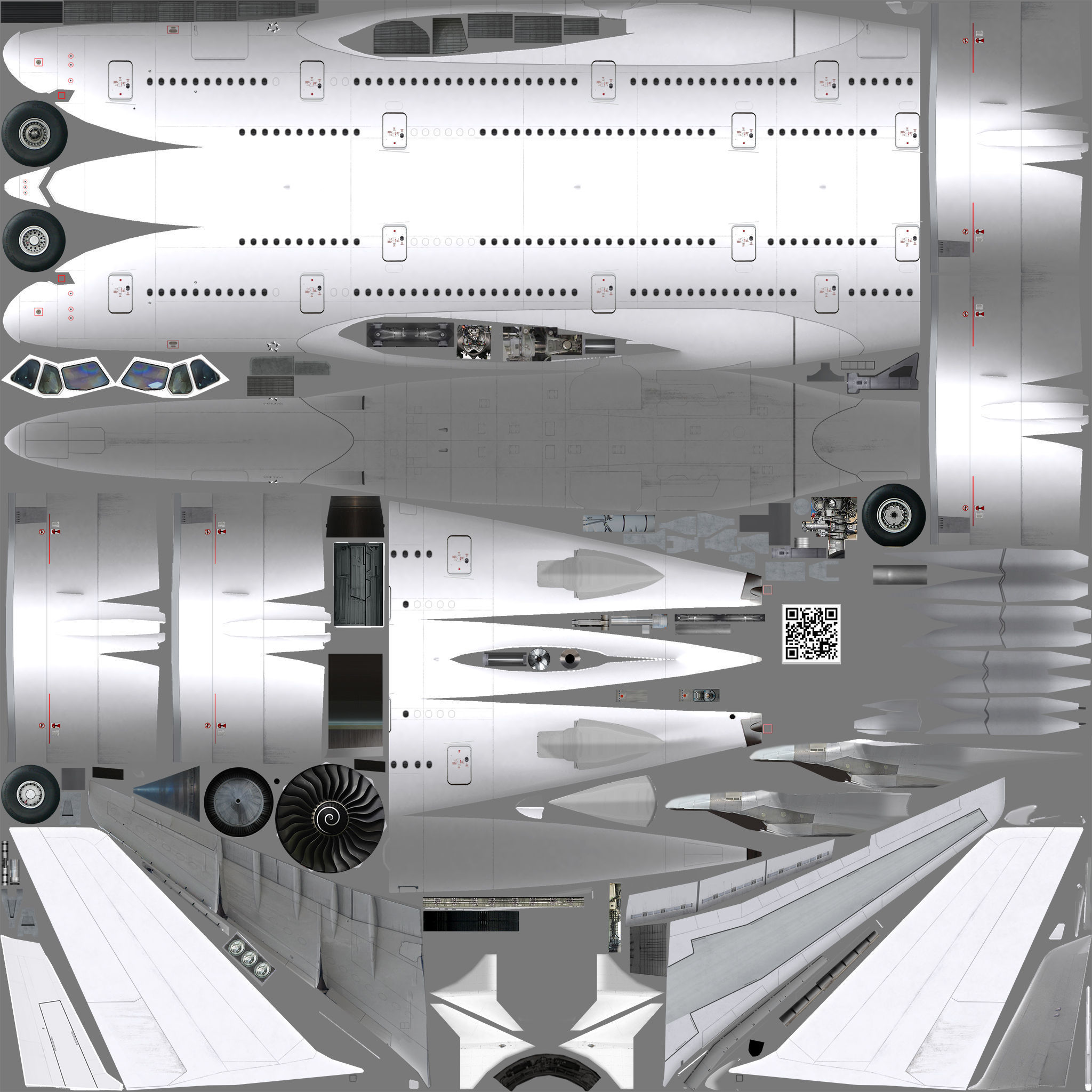 Airbus 380-8 British Airways livery Low-poly 3D model_16