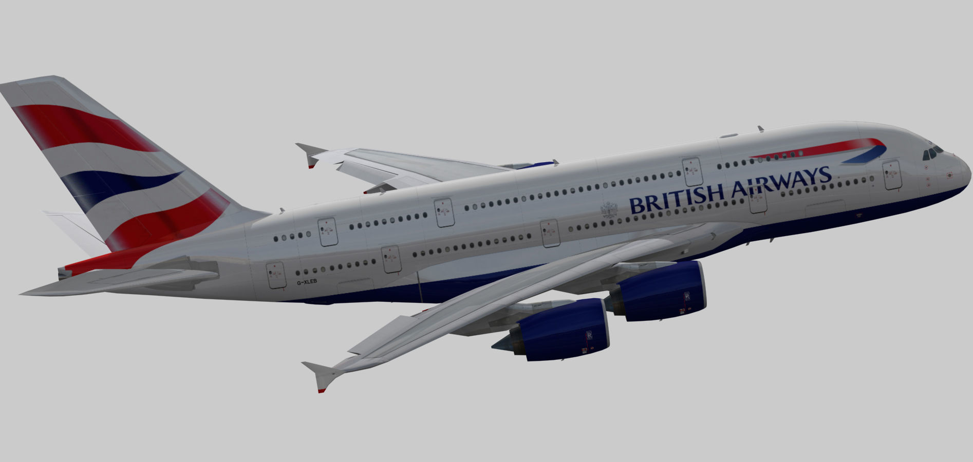 Airbus 380-8 British Airways livery Low-poly 3D model_4