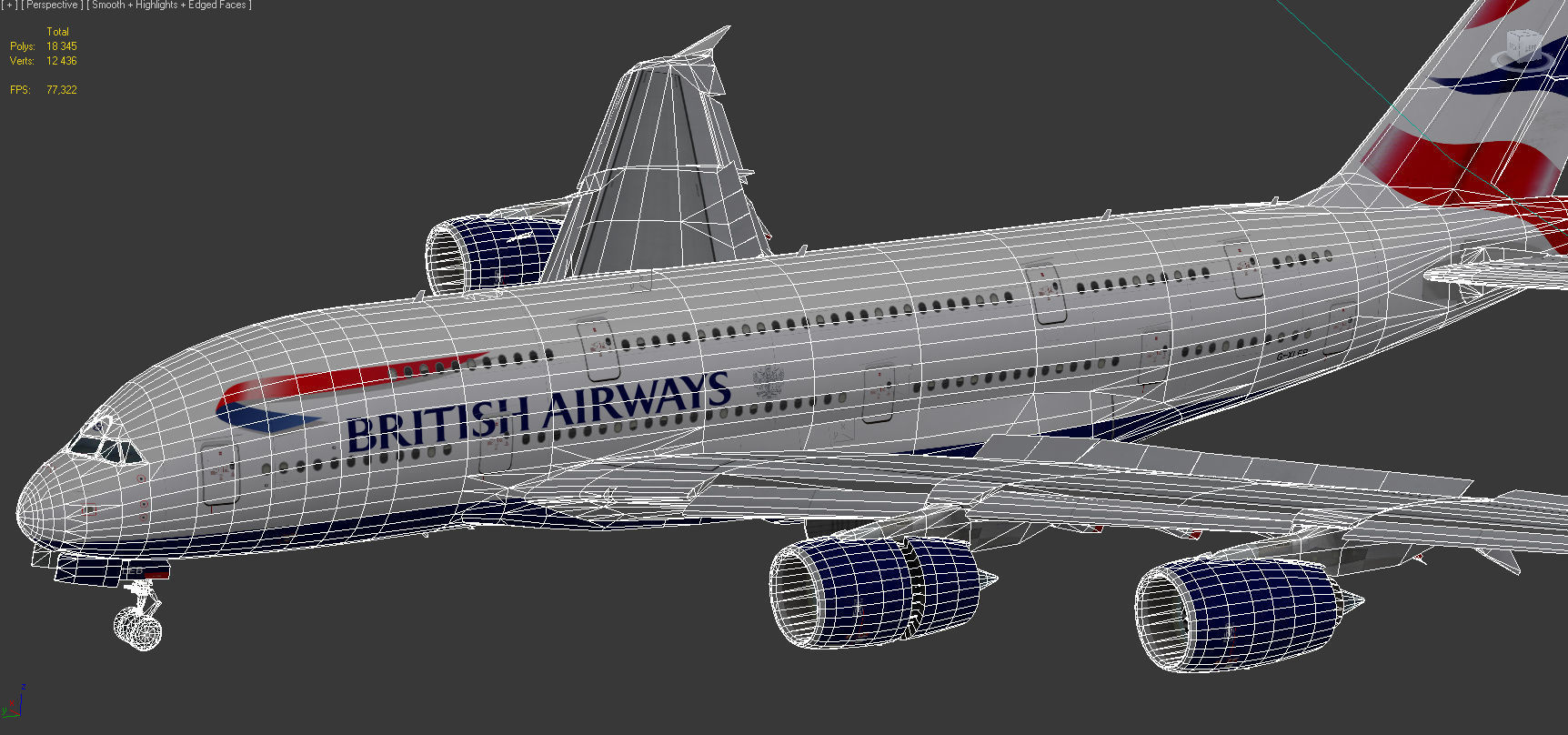 Airbus 380-8 British Airways livery Low-poly 3D model_14
