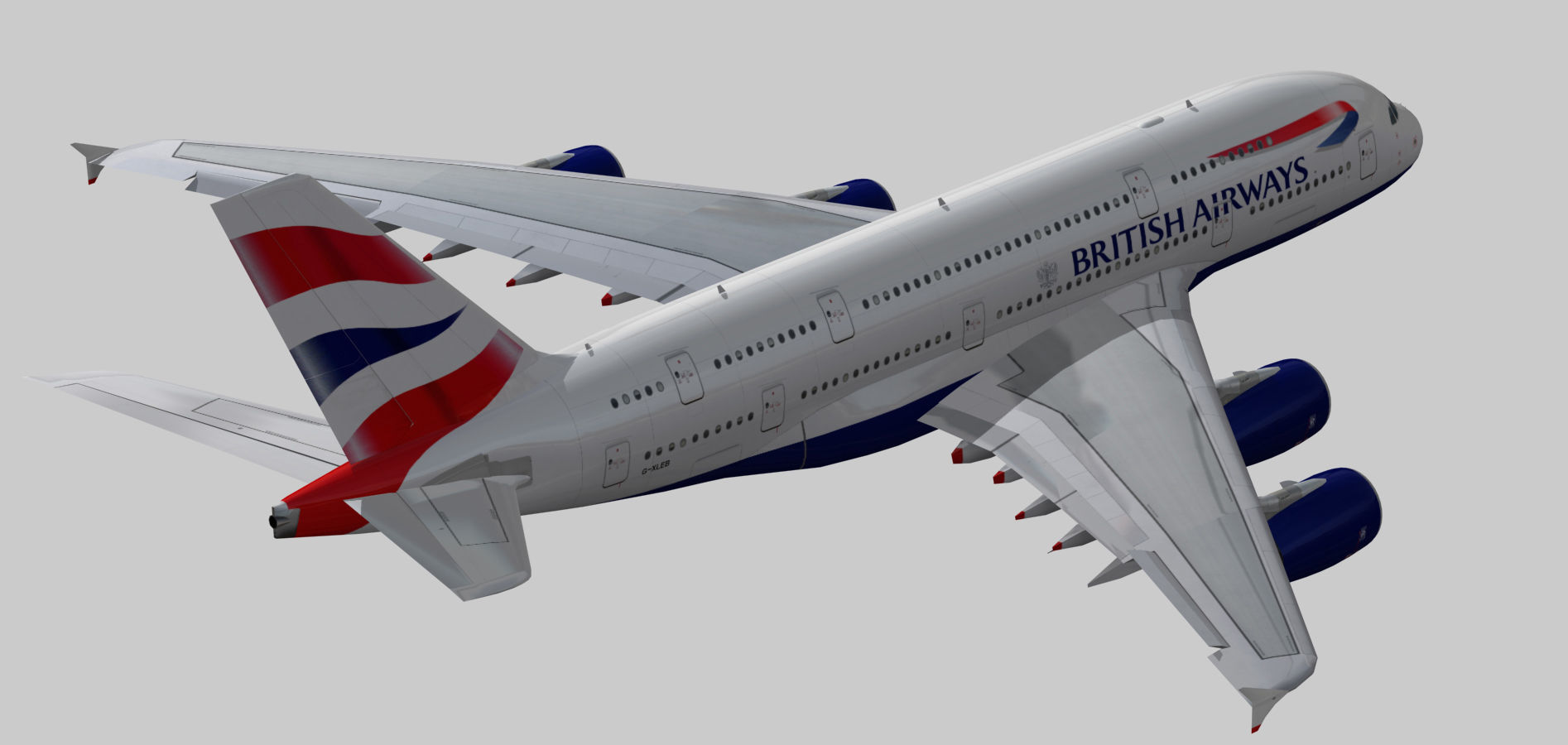 Airbus 380-8 British Airways livery Low-poly 3D model_5