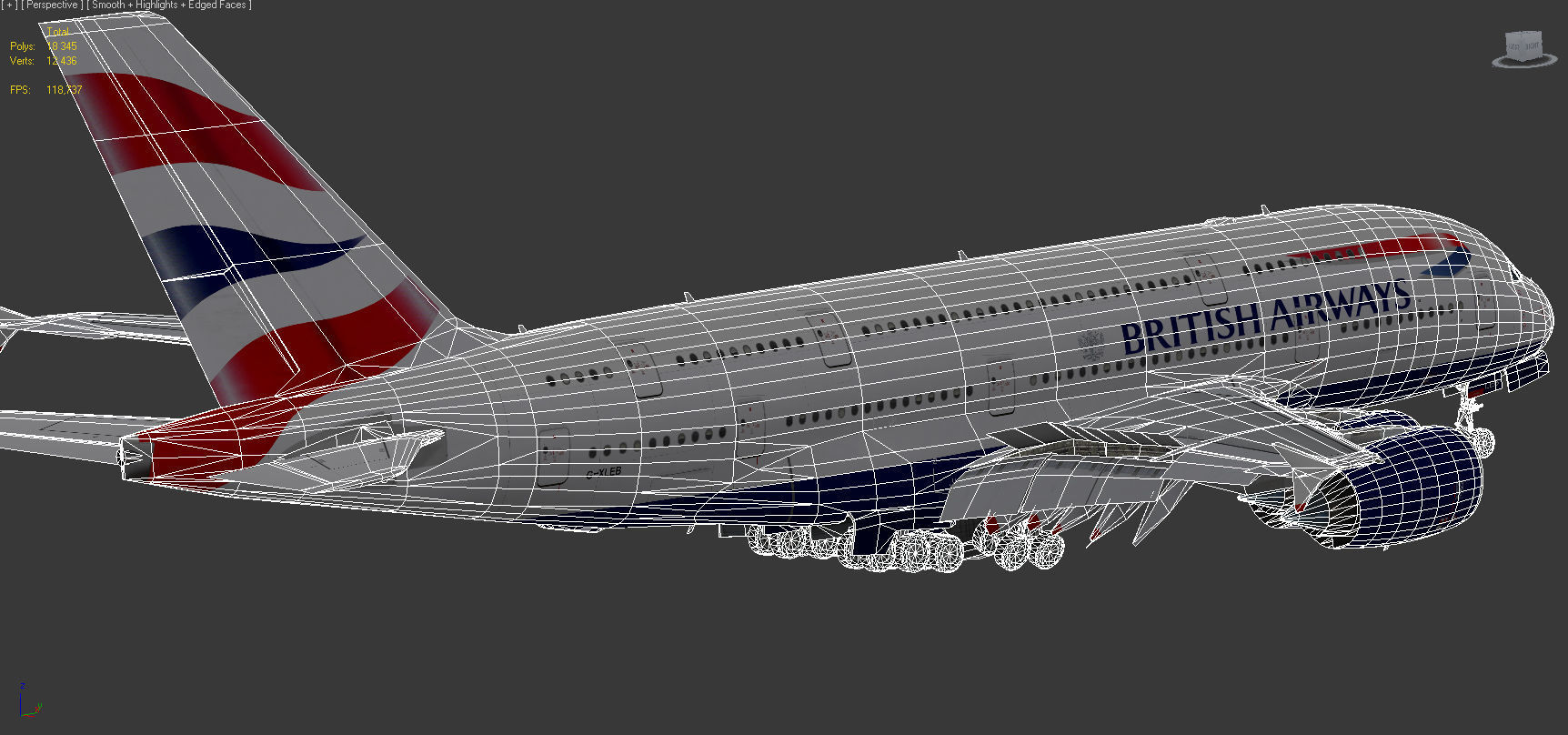 Airbus 380-8 British Airways livery Low-poly 3D model_12