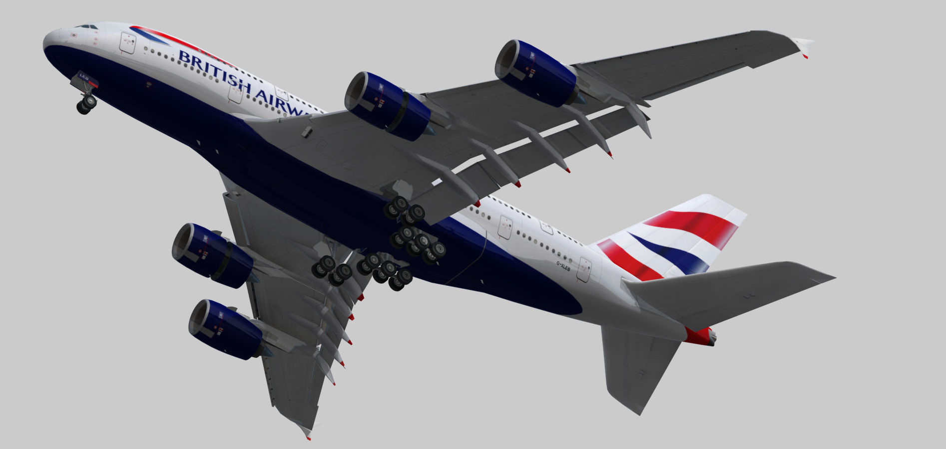Airbus 380-8 British Airways livery Low-poly 3D model_8