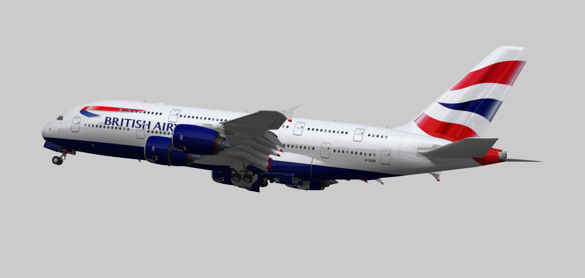 Airbus 380-8 British Airways livery Low-poly 3D model_7