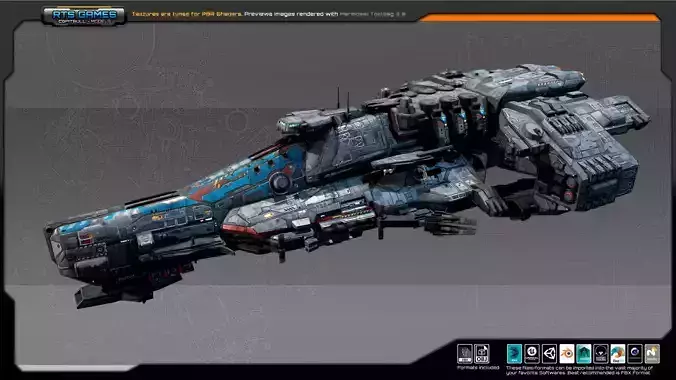Sci Fi Battleship G6  Low-poly 3D model
