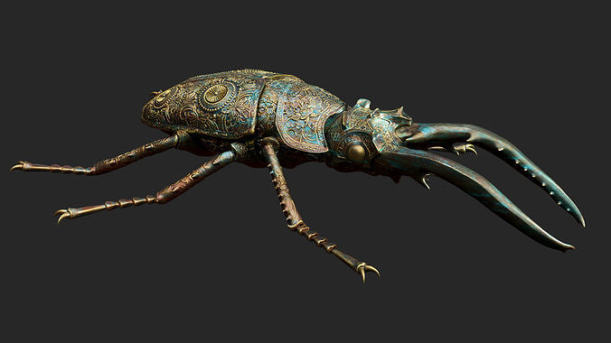 Stag Beetle with ornate decoration 3D model