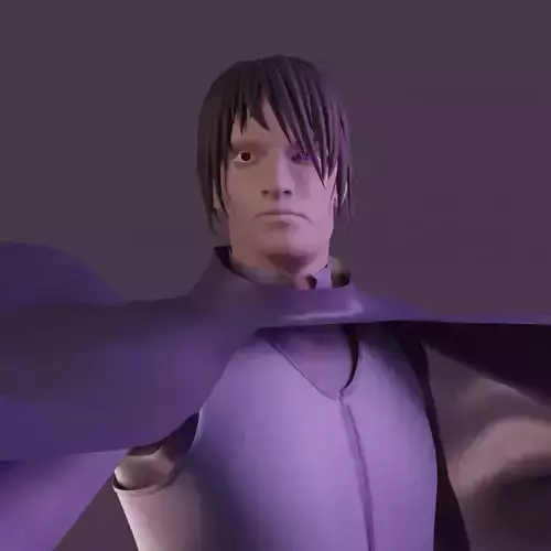 Sasuke 3d-Model animated character holding sword Low-poly 3D model