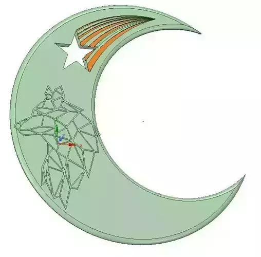 Wolf on Crescent Moon