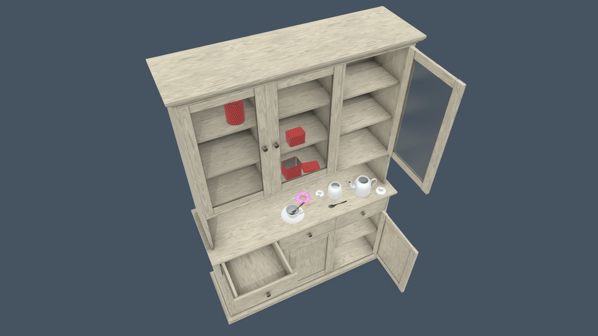 Cupboard Low-poly 3D model_3