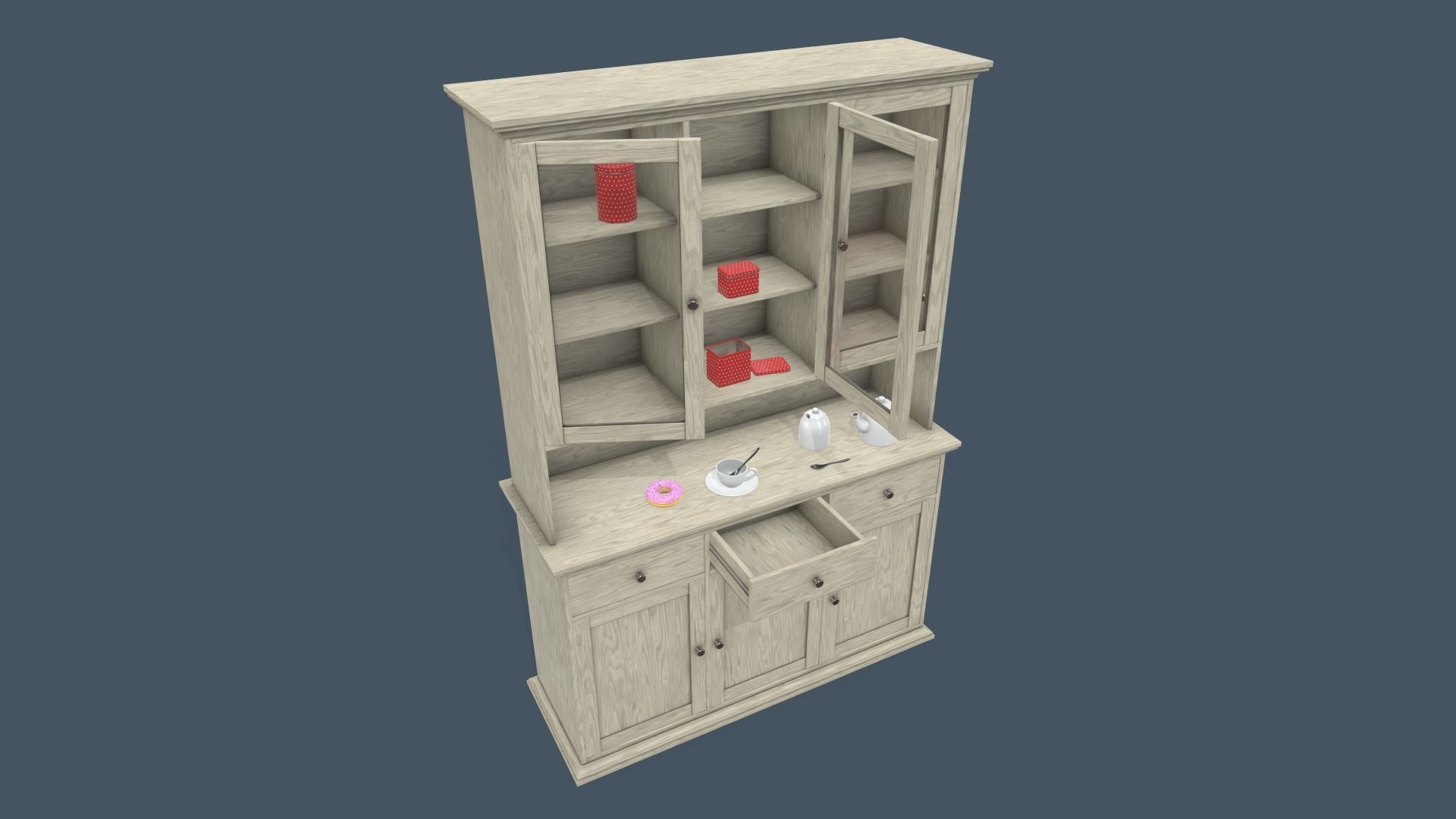 Cupboard Low-poly 3D model_2