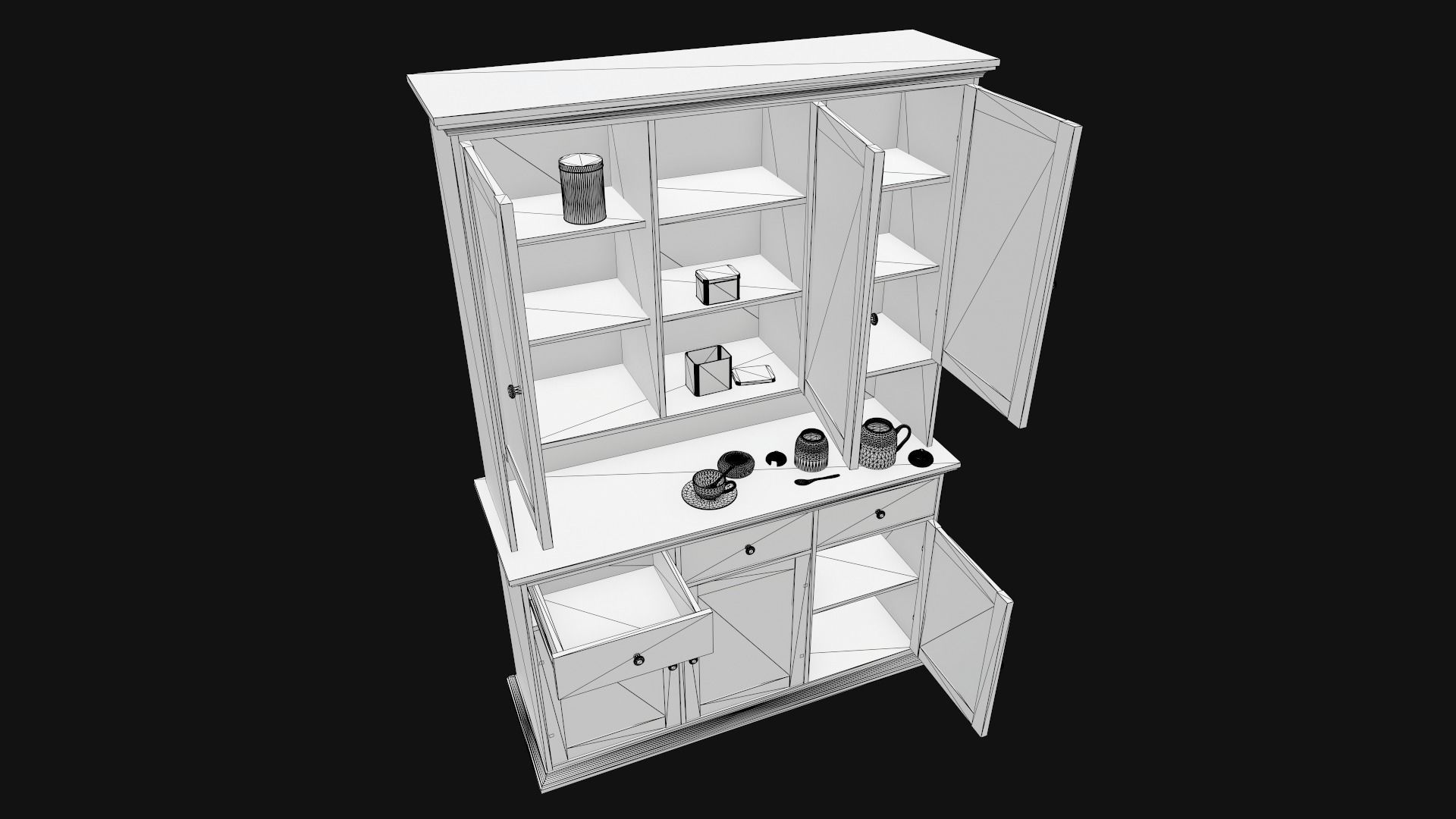 Cupboard Low-poly 3D model_11