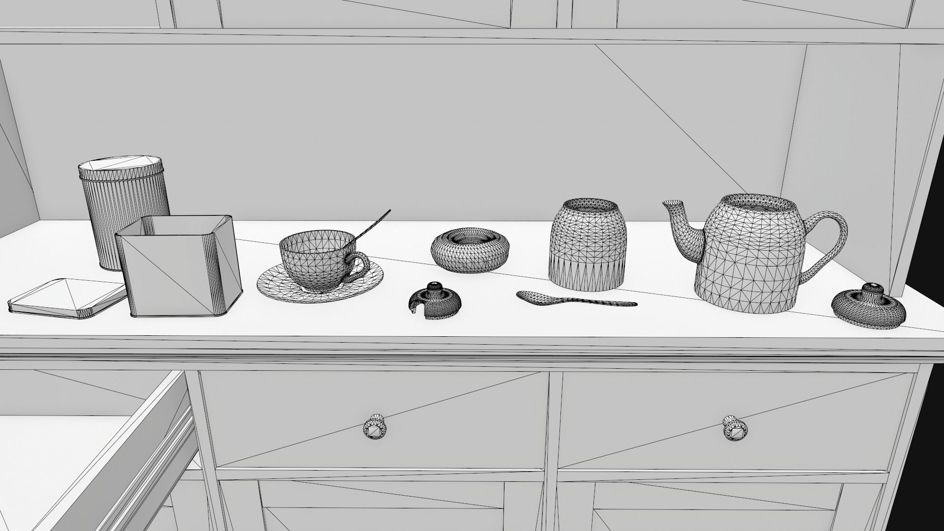 Cupboard Low-poly 3D model_12