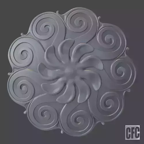 WoodCarving floral detail - 3d model for CNC - FlowerCFC22