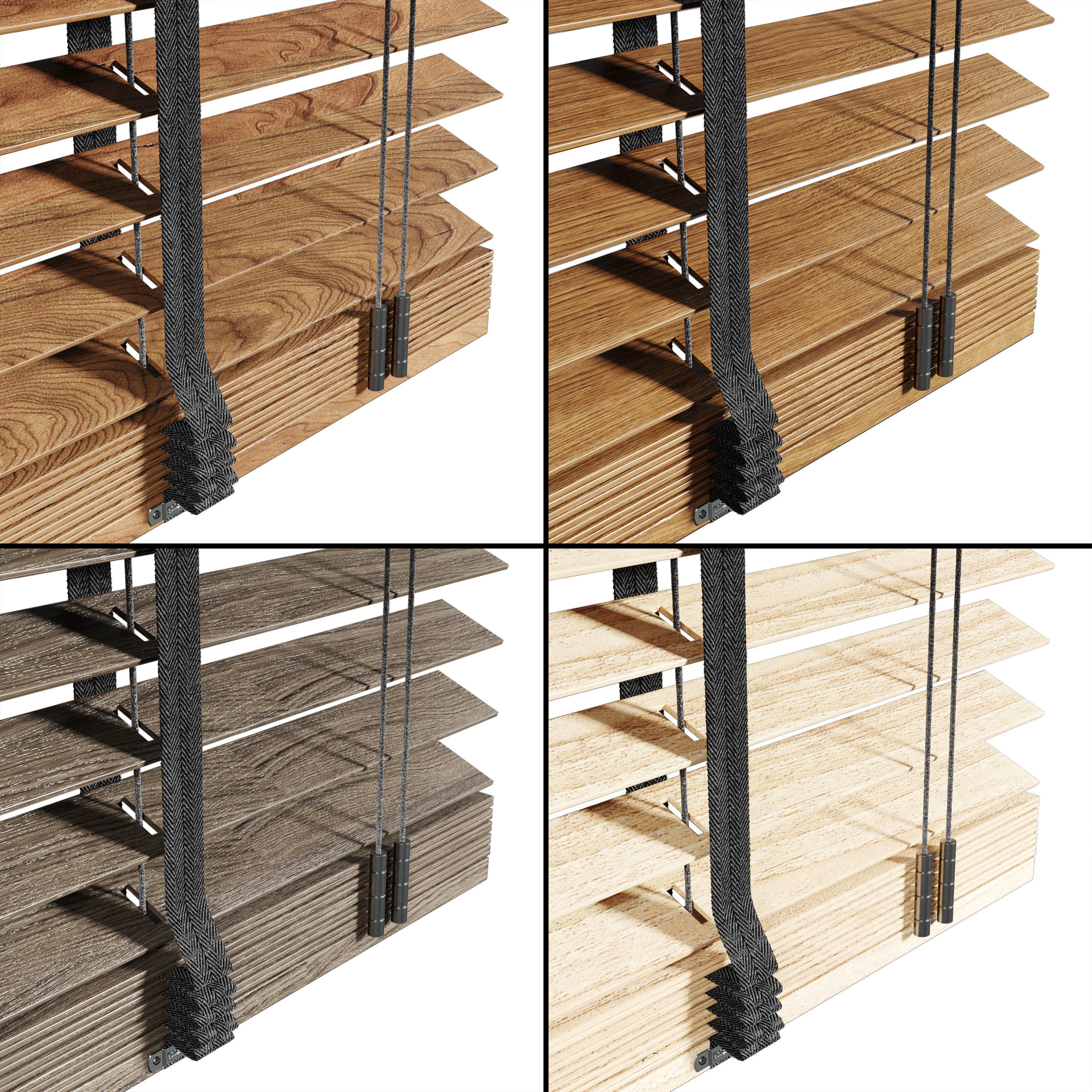 Wooden Blind 02 150cm Low-poly 3D model_1