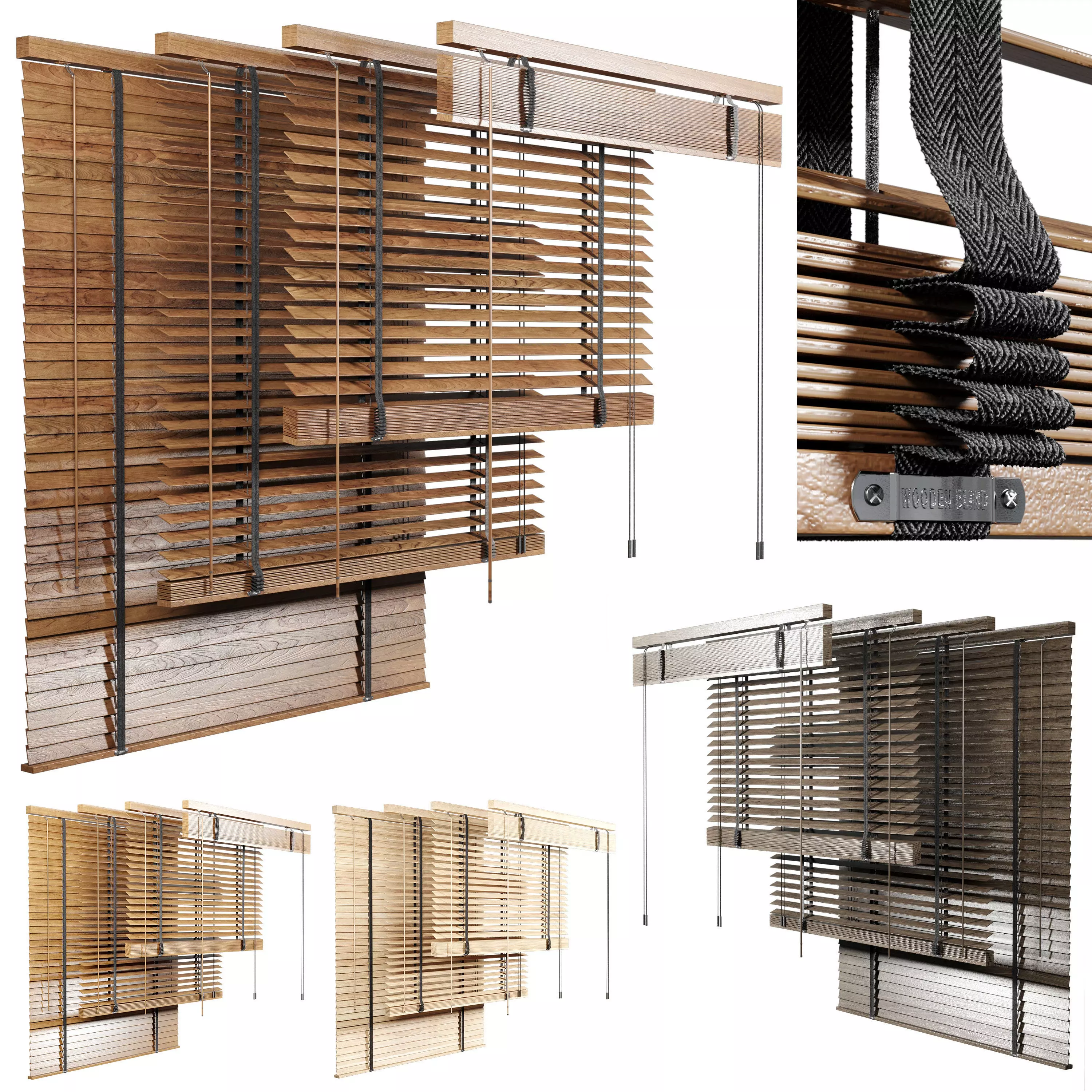 Wooden Blind 02 150cm Low-poly 3D model_0