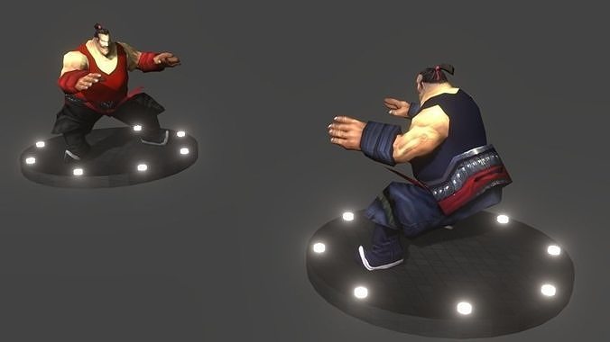 Fat Wrestler Rigged Low-poly 3D model