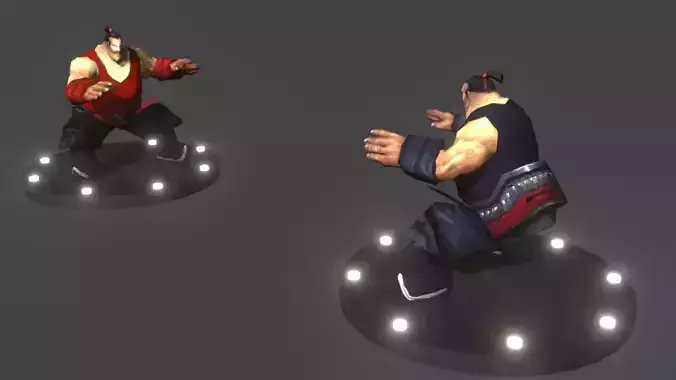 Fat Wrestler Rigged Low-poly 3D model