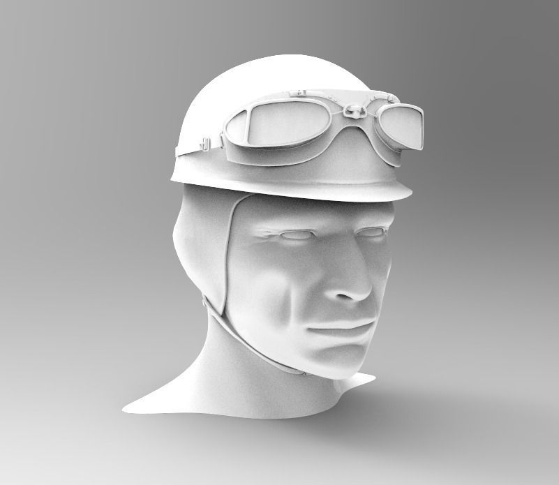 1955 Formula 1 Driver Helmet JM Fangio 3D print model_0