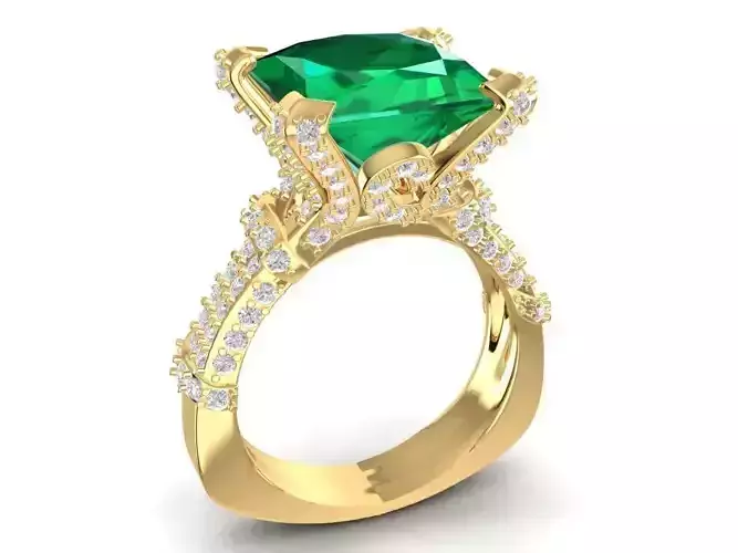Luxury Emerald Cut Gemstone Ring for Women 1709