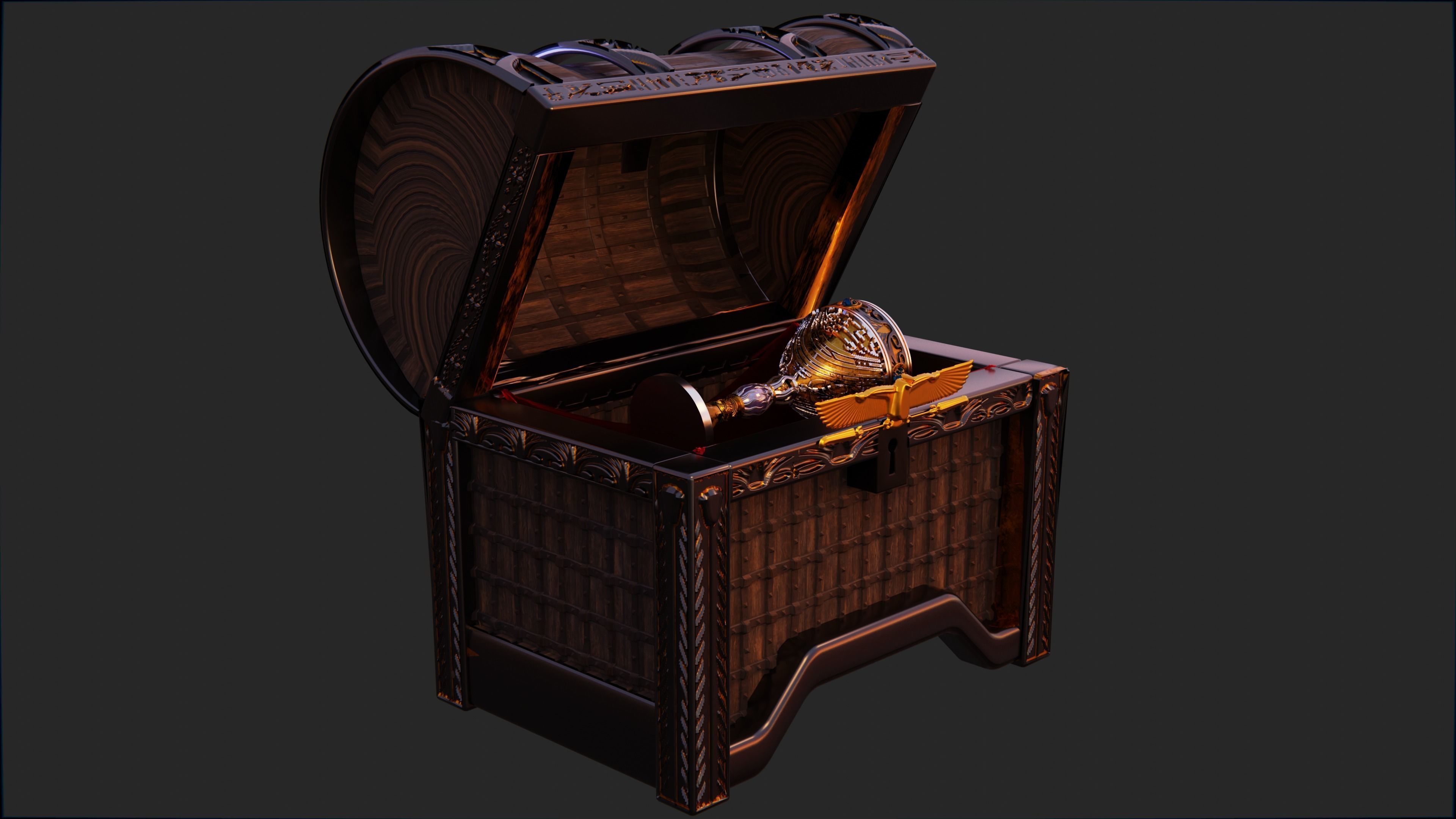 ancient egyptian chest 3D model_2