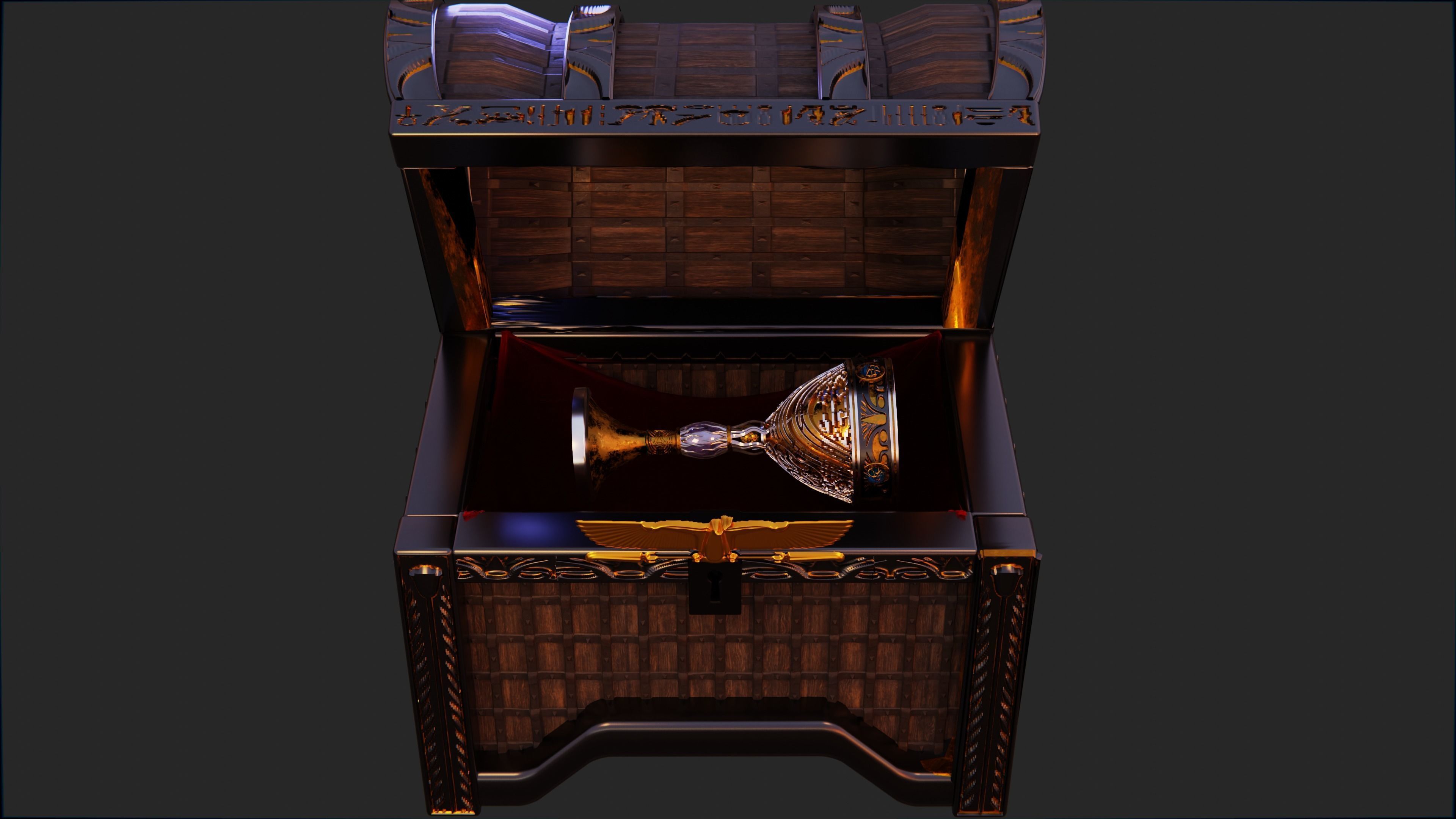 ancient egyptian chest 3D model_10